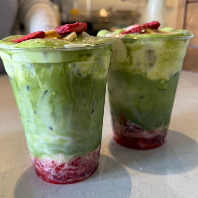 STRAWBERRY BANANA CREAM MATCHA.