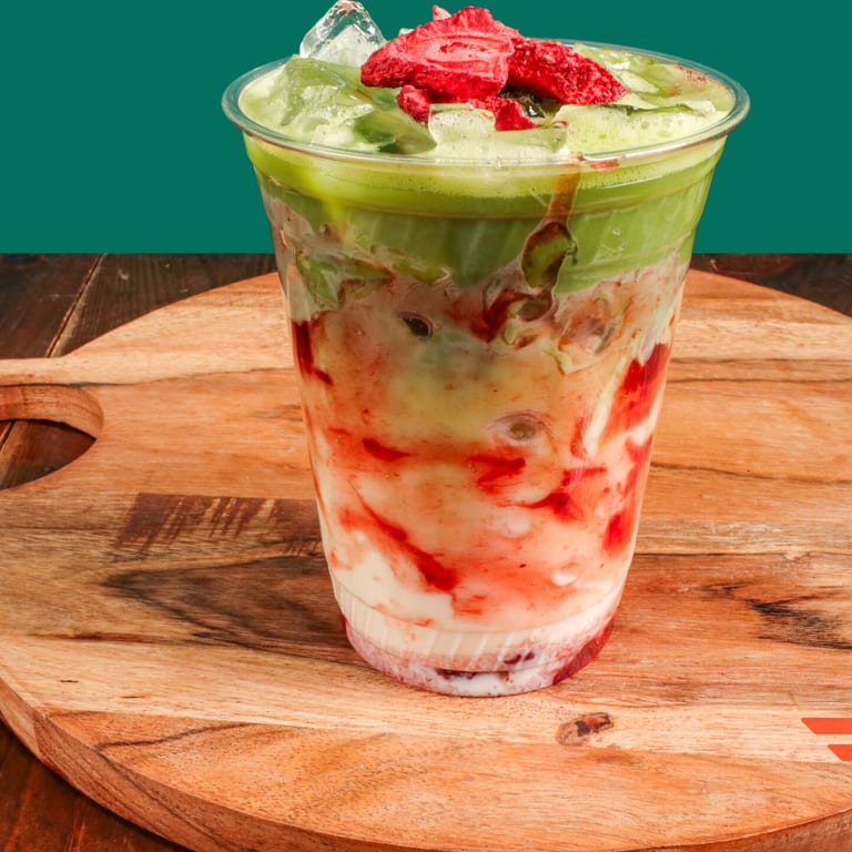 Indulge in our strawberry matcha